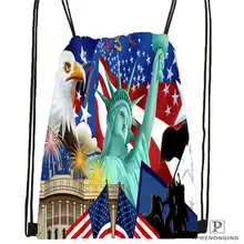 Изготовленная на заказ Статуя Свободы Америка Флаг походная сумка на шнурке милый рюкзак для детей(черная спинка) 31x40 см#20180611-02-59