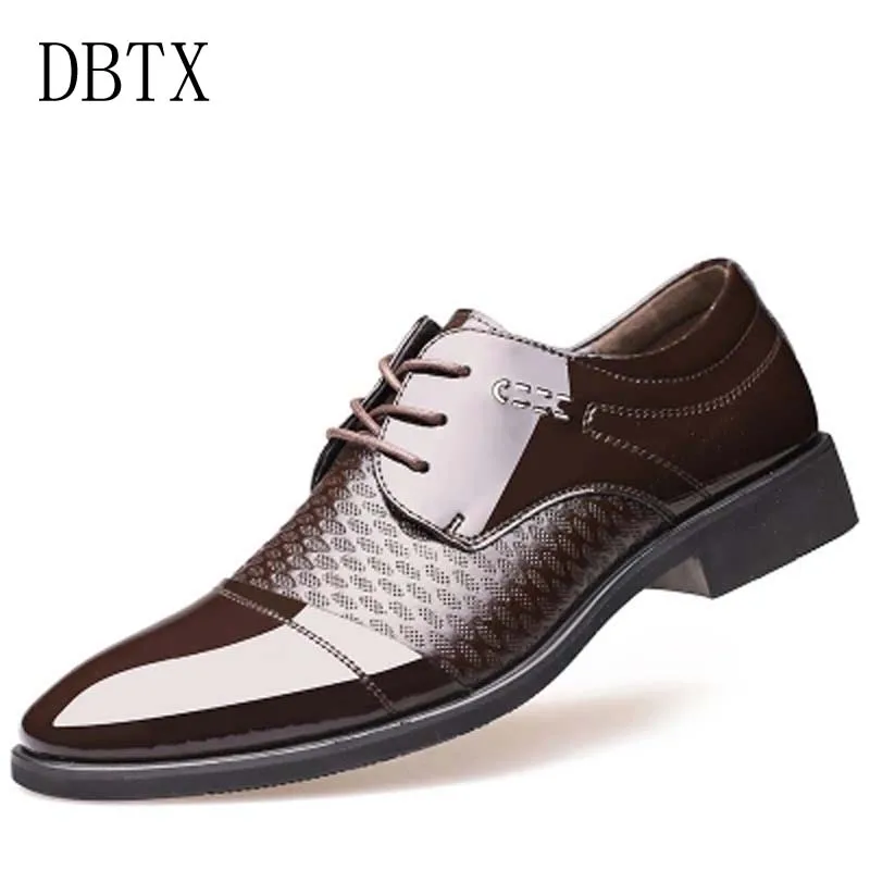 2018 New Arrival Retro Men Oxfords Shoes Shiny Patent Leather Pointed Toe Dress Shoes Mens ...