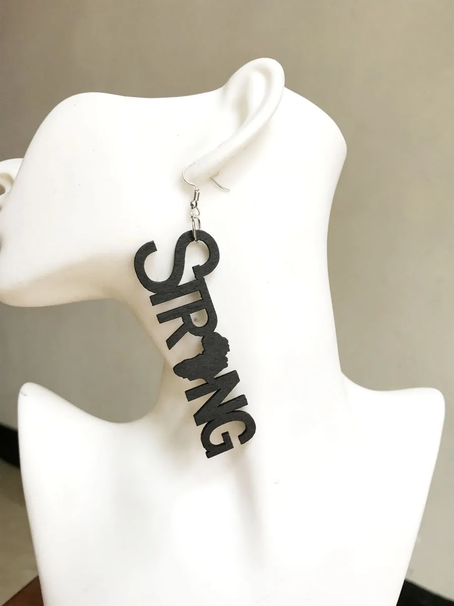 

1 pair free shipping black wood earrings , laser cut Strong wooden Jewelry