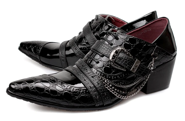 Homens Picture Apontado Formal Mens Salto Preto De Elegante Crocodilo Escritório Sapatos as Vestido As Genuíno Picture Italiano Dos Alto Dedo Mocassins Clássico Couro zzARpwq