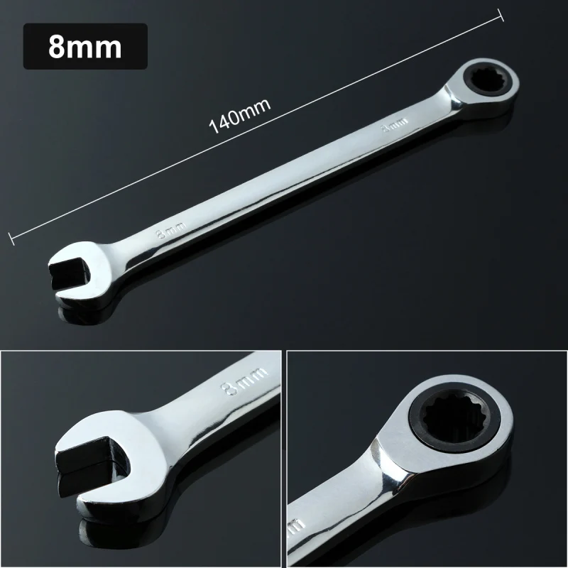 

8mm Flexible Gear Ratchet Wrench Combination Wrench Tool Set Keys Geared Spanner Set of Keys Open End Torque Ratchet Spanner