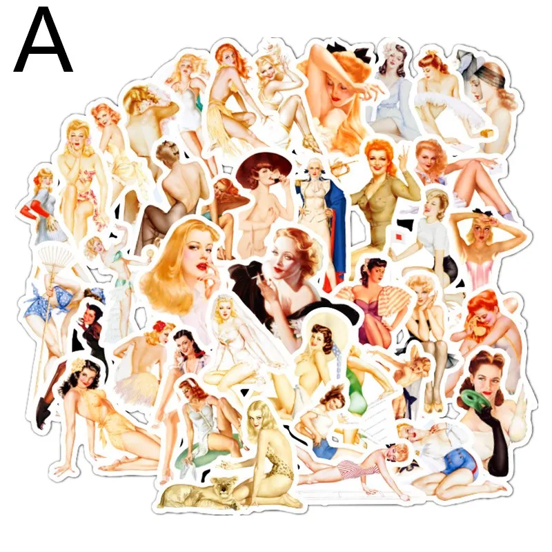 

100 Pcs Retro Poster Sexy beauty Series Stickers For Notebook PC Skateboard Bicycle Moto DIY Waterproof Children Toy Sticker