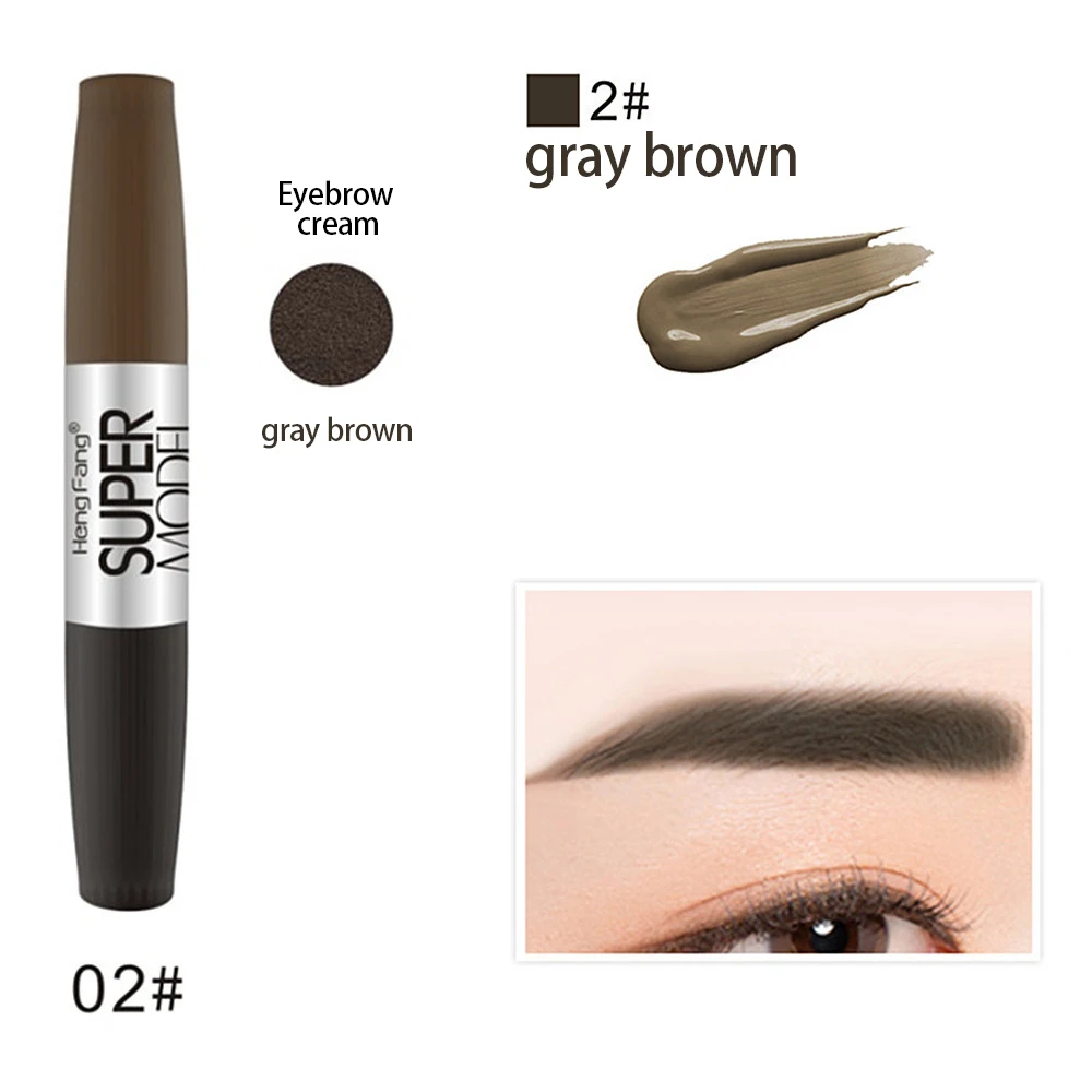 1 PC 2 in 1 Double-head Design Eyebrow Cream Mascara Combination Long-lasting Makeup No Blooming Waterproof make up Tool TSLM2 - Цвет: 02