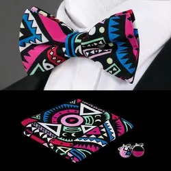 F-685, новый дизайн, мужской галстук-бабочка, набор, карамельный цвет, галстук-бабочка, носовой платок, запонки, геометрические