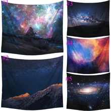Comwarm Mystery Night Starry Polyester Pattern Tapestry Beach Throw Mat Yoga Rug Wall Hanging Gobelin Minimalist Home Decor Art