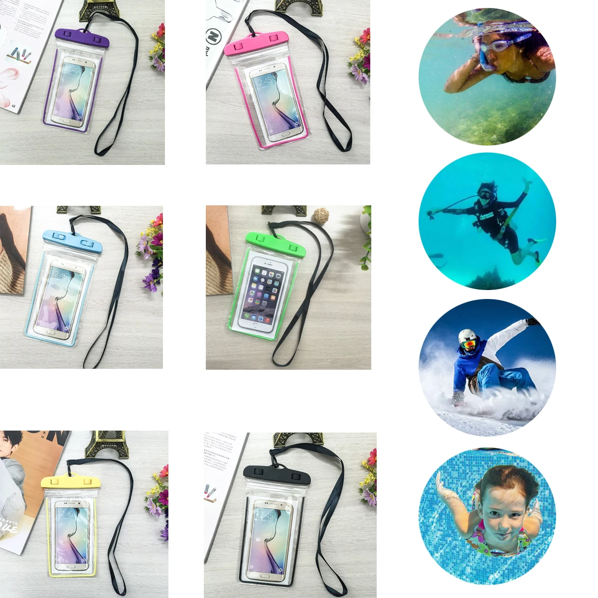 ПВХ светящийся водонепроницаемый чехол для телефона, чехол для телефона, водонепроницаемая подводная сумка для мобильного телефона - Цвет: Random color