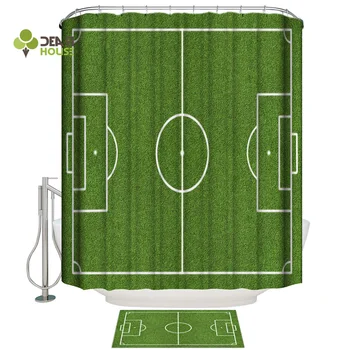 

Dearhouse Soccer Curtains Balls Football Design Shower Curtain Bath Sets With Rugs Bathroom Accessory Sets Toilet Modern Indoor