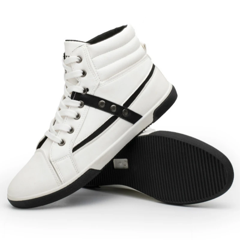 

Spring/Autumn New Men Shoes Large Size High-top Fashion Sneakers Leather Casual Man Shoes Lace-up Basic Non-slip Outdoor Shoes