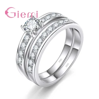 

New Creative Engagement AAA Cubic Zircon Fashion Ring Set Real 925 Sterling Silver Wedding Bridal Jewelry for Women Female