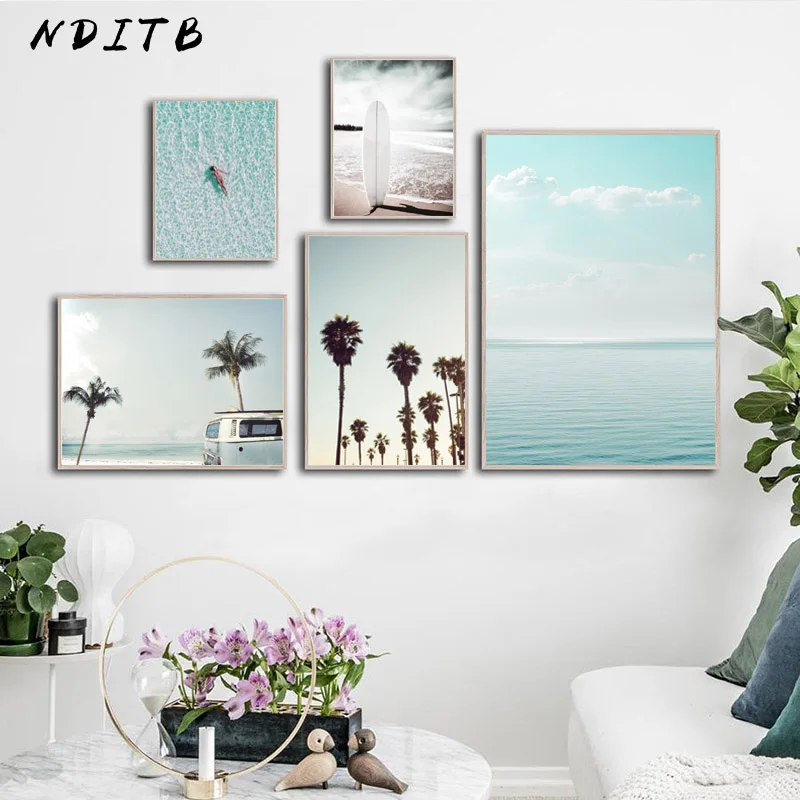 Sable Plage Toile Nordique Affiche Scandinave Mur Art Impression