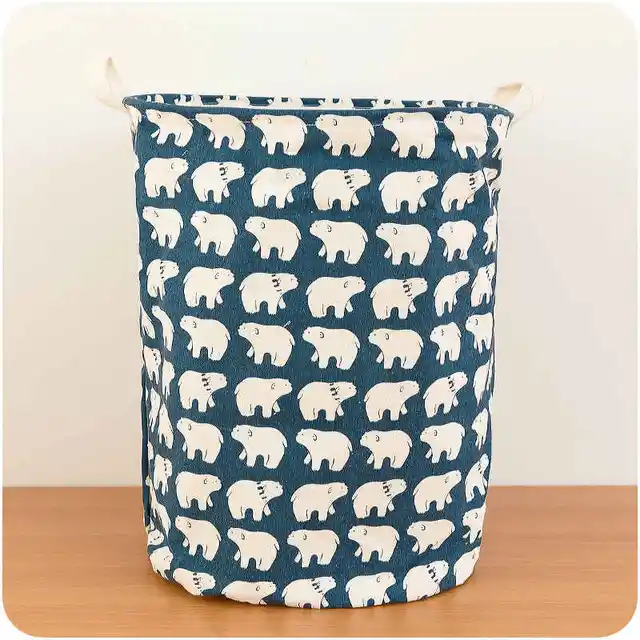 Algodón tela de Lino Zakka baño ropa sucia plegable de dibujos animados