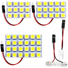 12 15 24 SMD 5050 LED Auto Panel luz lectura Dome bombilla para techo interior de coche lámpara de mapa con T10 W5W C5W C10W Festoon 2 adaptador Base