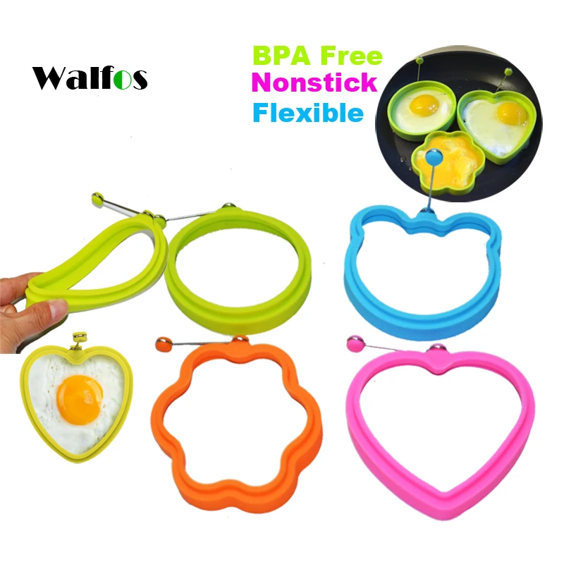 WALFOS 1 piece 100 FOOD GRADE Round silicone Egg Rings Nonstick