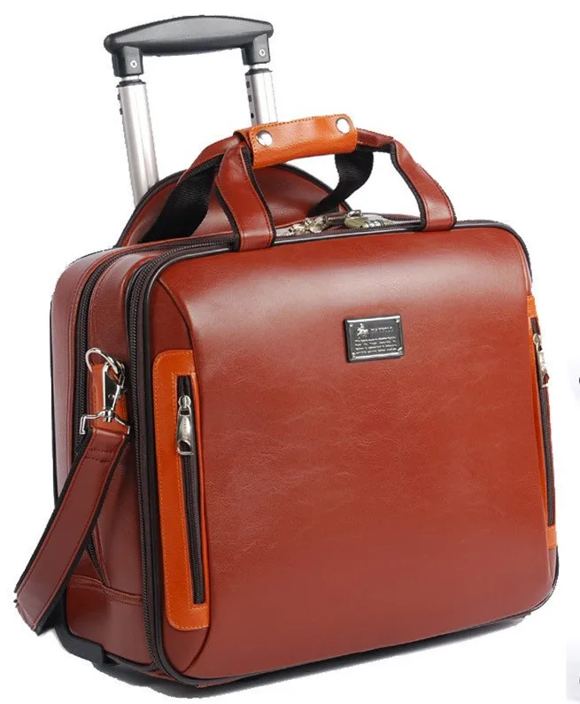 Nappa Leather Business Travel Bags Suitcase,portable Rolling Luggage ...