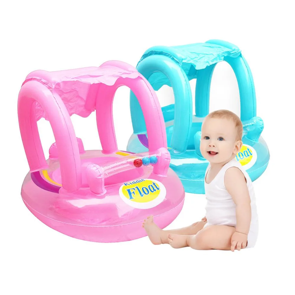

Safe Inflatable Baby Kids Swimming Ring PVC Infant Swimming Float Boat Adjustable Sunshade Seat Fun Swimming Pool Toys