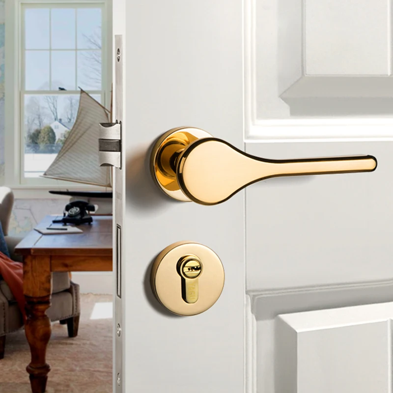  3Colors/Simple Zinc Alloy Door Lock for Study/Bedroom/Kicchen Door Handle Round Split Door Lock Fur - 33016078406
