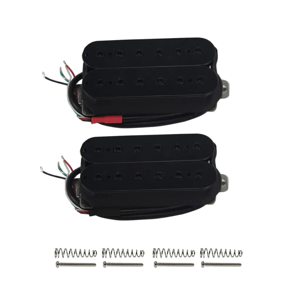 

FLEOR Set of Alnico 5 Double Coil Humbucker Electric Guitar Pickup Neck&Bridge Alnico V Adjustable Pole Piece Black Guitar Parts