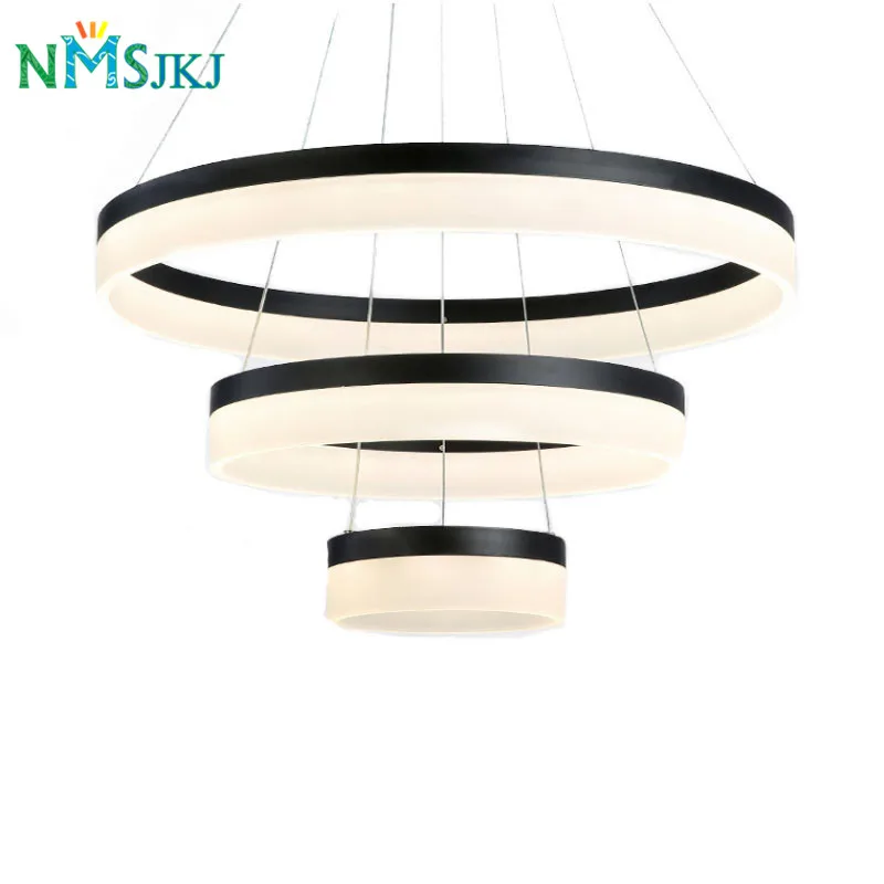 Modern Two Rings LED Pendant Light Arcylic LED ring Suspension Light