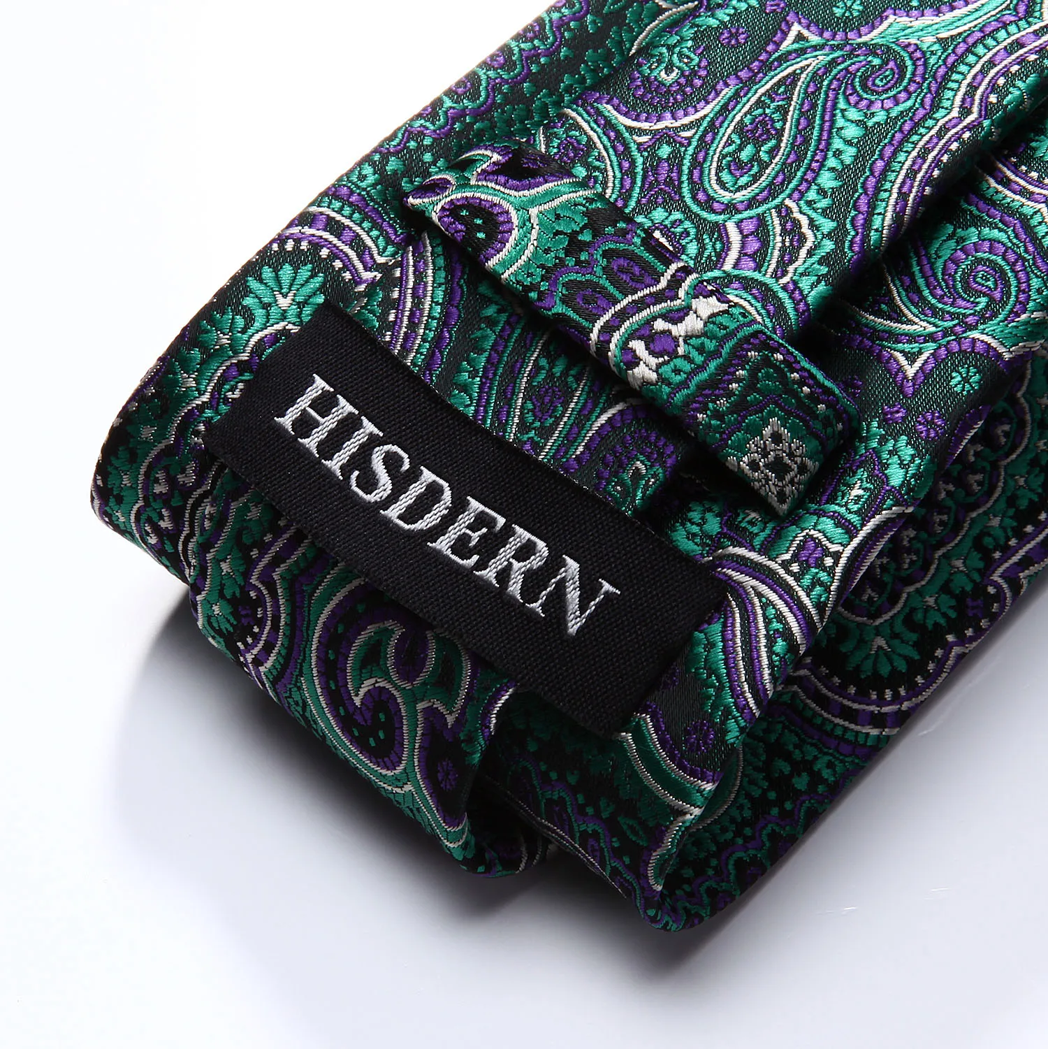  Party Wedding Classic Pocket Square Tie TP707P8S Purple Green Paisley 3.4