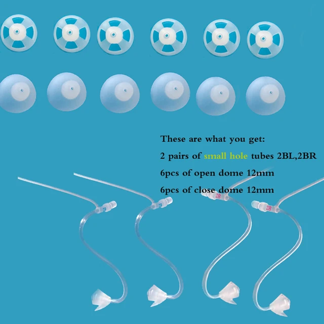 Hearing aid accessory 2pairs tubes& domes for deaf people replacement