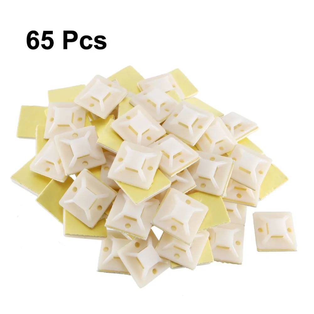 Uxcell 65pcs Zip Tie Car Cable Wire 19x19mm Removable Cable Fixing Base
