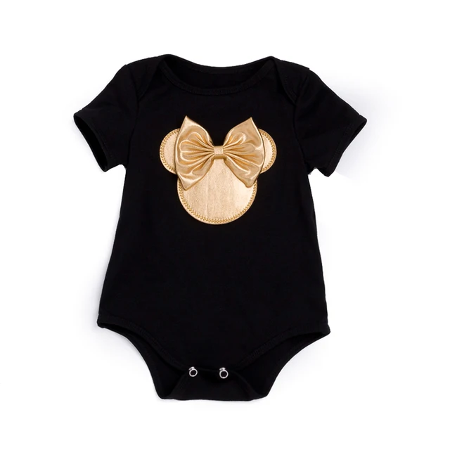 4pcs/set Baby Girl Romper Clothing Set Cotton Jumpsuit Golden Ruffle Bloomers Shorts Shoes Headband Suit Newborn Clothes Costume 3