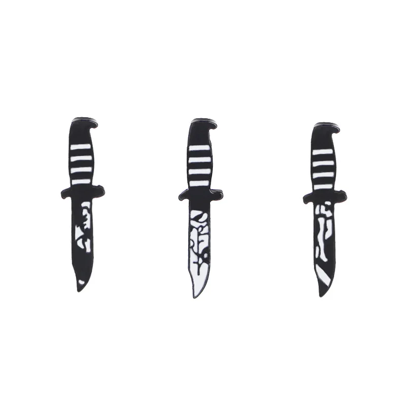 Punk Black Knife Paper Safety Pin Brooch Enamel Cap Backpack Coat Collar Lapel Badges 3pieces/set | Украшения и аксессуары