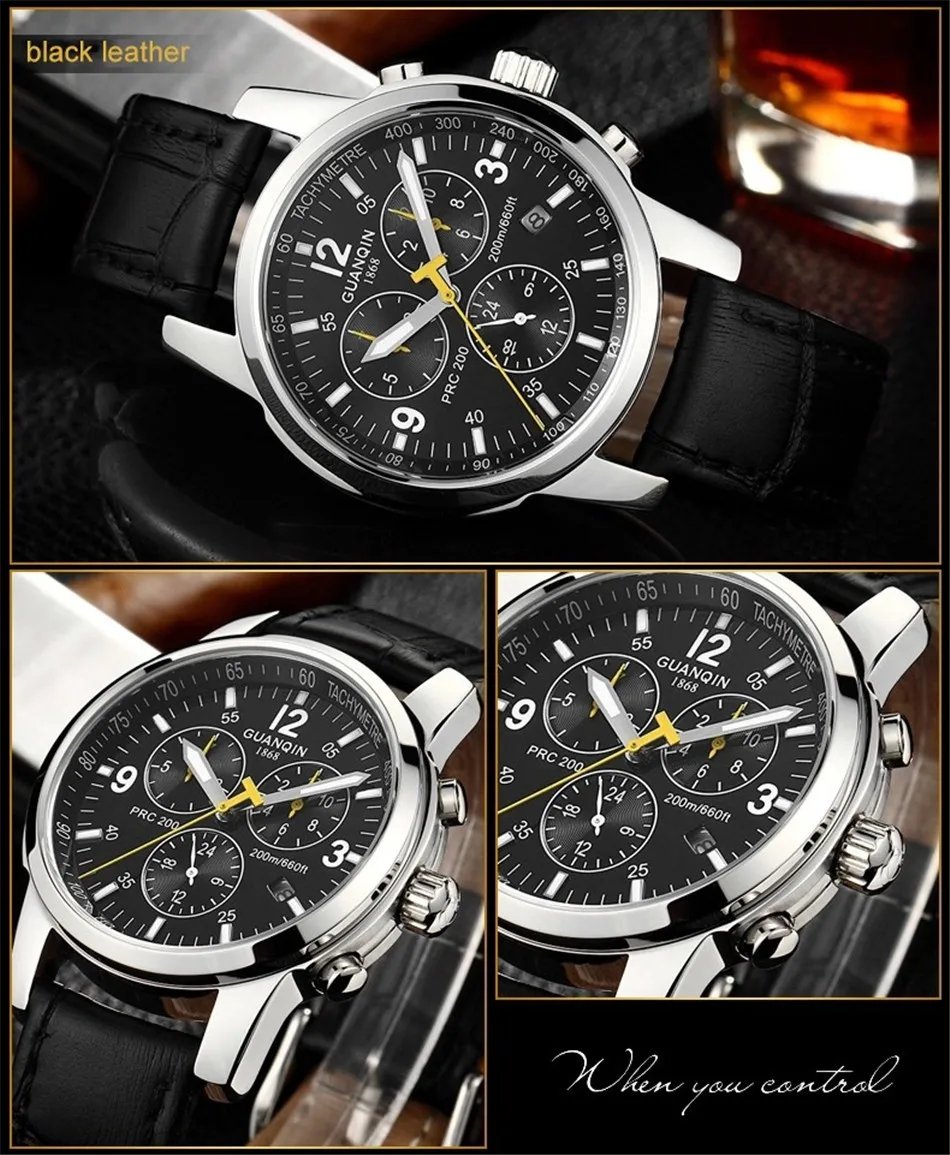 GUANQIN 2018 SWIMMING watch top brand luxury Clock Men Automatic 200m waterproof Mechanical clock men Relogio Masculino