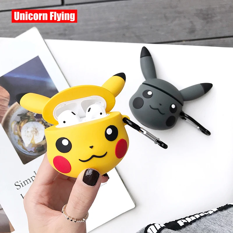 LinXiang Cute Cartoon Pocket Monsters Pokemons 3D Pikachus Bluetooth Earphone Silicone Protective Case For Apple Airpods 1 2