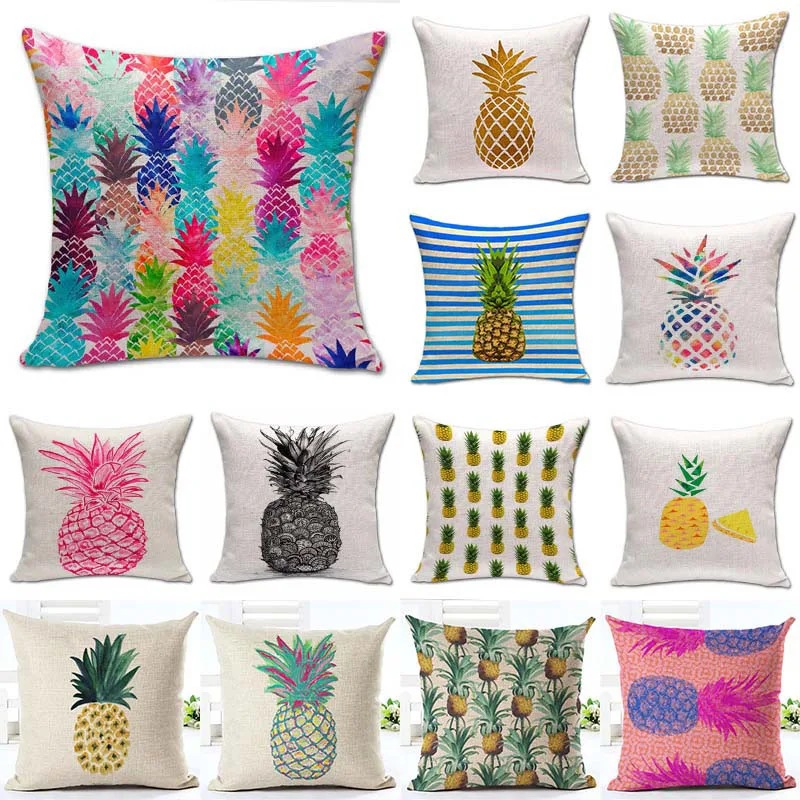 

1Pcs Pineapple Pattern Cotton Linen Throw Pillow Cushion Cover Seat Car Home Decoration Sofa Decor Decorative Pillowcase 40171