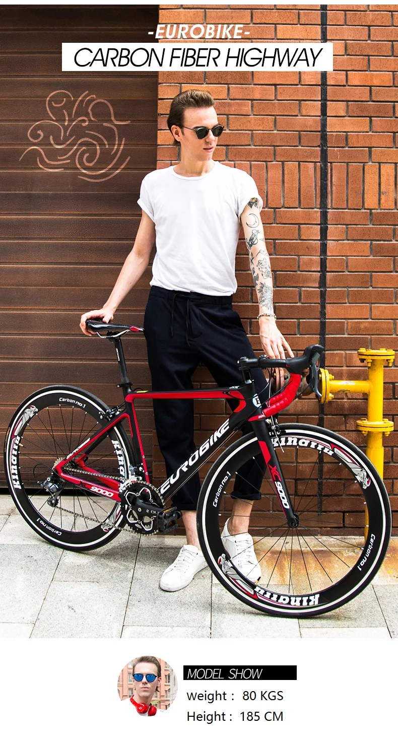 Best EUROBIKE 700C Full Carbon Fiber 47cm Frame Complete Racing  Bicycle 16 Speed  Claris 2400 Gears  Road Bike 2