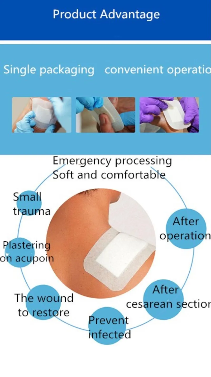 10x10 см 1 шт./пакет (20 сумки) Большой размер гипоаллергенный стерильный нетканый медицинский клей перевязка раны Band aid Bandage