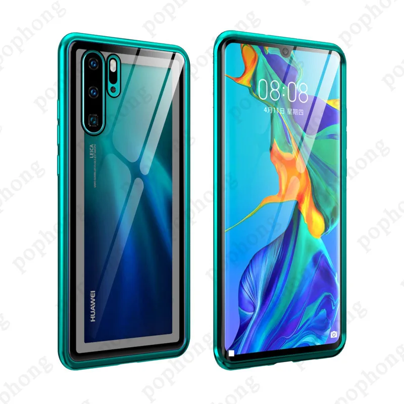 Защитный чехол для huawei P30/P30 Pro P30 lite nova 4e, плотный чехол, стеклянный металлический корпус, защитный противоударный чехол, задняя крышка - Цвет: Green