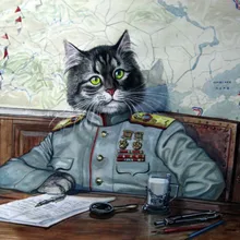 Черный кот шериф DIY живопись по номерам 24 Цвета Пигмент кисть Искусство Ручная роспись креативная Цифровая живопись маслом