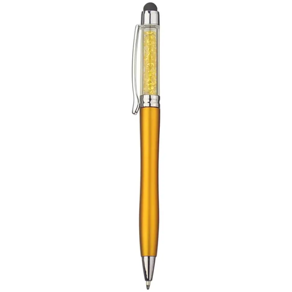 Набор 1000 шт цветной Кристальный стилус для сенсорного экрана и шариковая ручка, прозрачный цвет бриллиантовый вид украшения, рекламный логотип в подарок, на заказ - Цвет: gold
