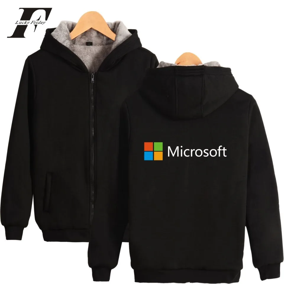 LUCKYFRIDAYF 2017 IT Microsoft Winter Warm Cotton Hoodies Men Zipper