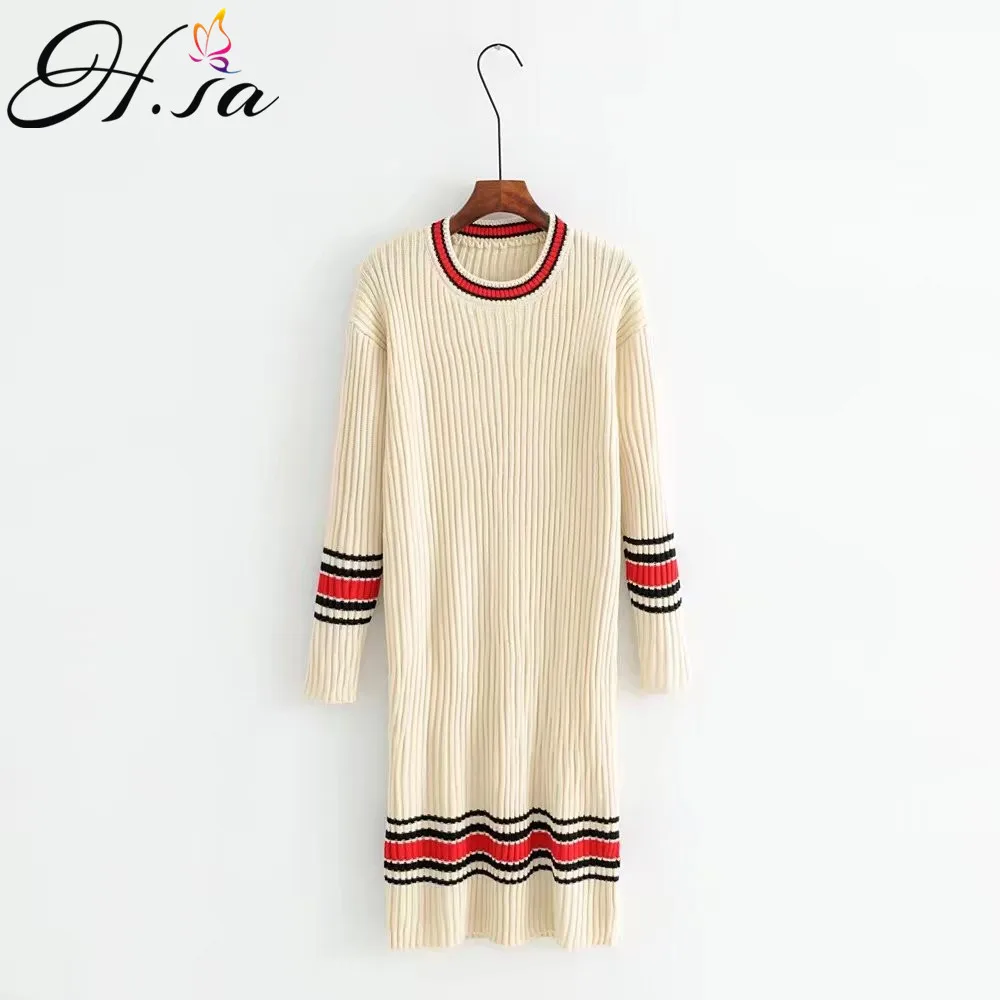 

H.SA Women Sweater Dress Bodycon Striped Pullover and Jumpers Knitted Long Elegant DRESS 2018 Autumn Women Sweater Dress Pull