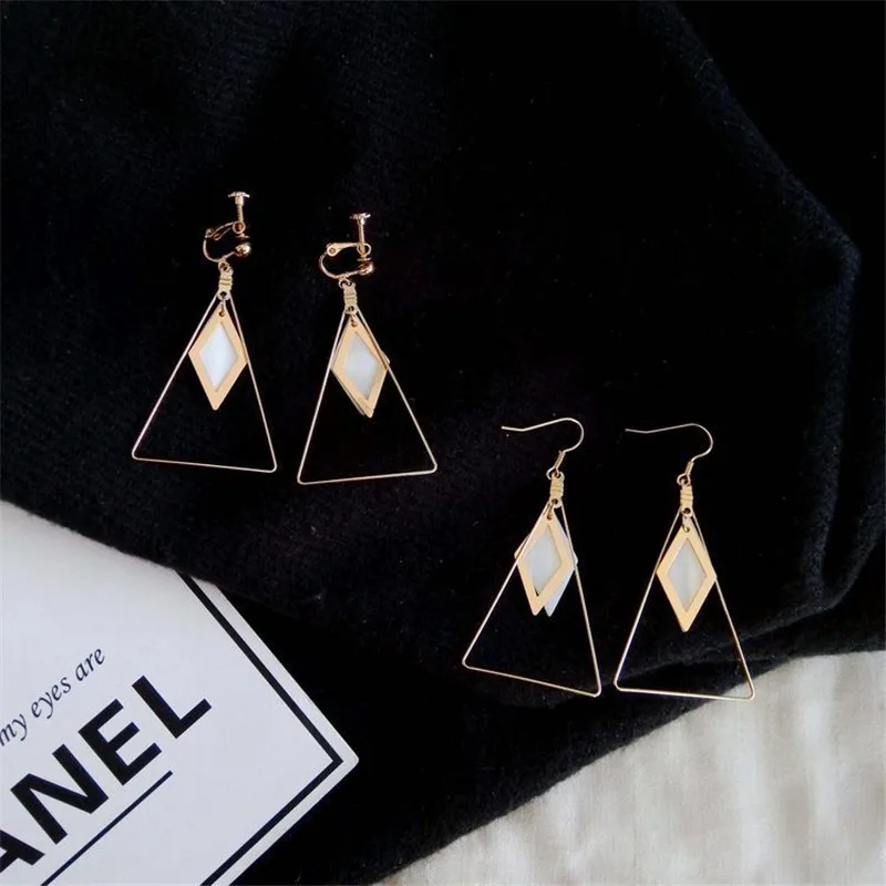 

Fashion minimalist geometric triangle wild female jewelry natural shell earrings DIY