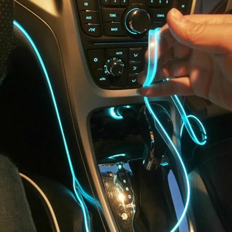 5 м для внутреннего оформления автомобиля лампы Красочный холодный свет линия с USB зарядки DIY декоративные стайлинга автомобилей