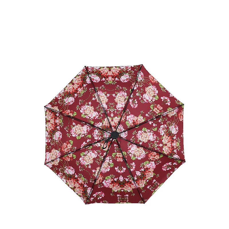 Узор, мужской автоматический складной зонт с черным покрытием, женский ветрозащитный зонтик с цветами и защитой от ультрафиолета, зонты для дождя