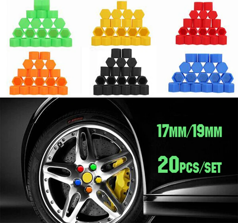 

20pcs/set 17mm 19mm Car Wheel Caps Bolts Covers Nuts Silicone Auto Wheel Hub Protectors Screw Cap styling Decoration
