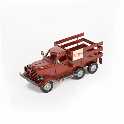 Креативный Железный классический автомобиль грузовик модель фигурки винтажная грузовик автомобиль коллекция домашний декор металлические изделия модные детские подарки - Цвет: Красный
