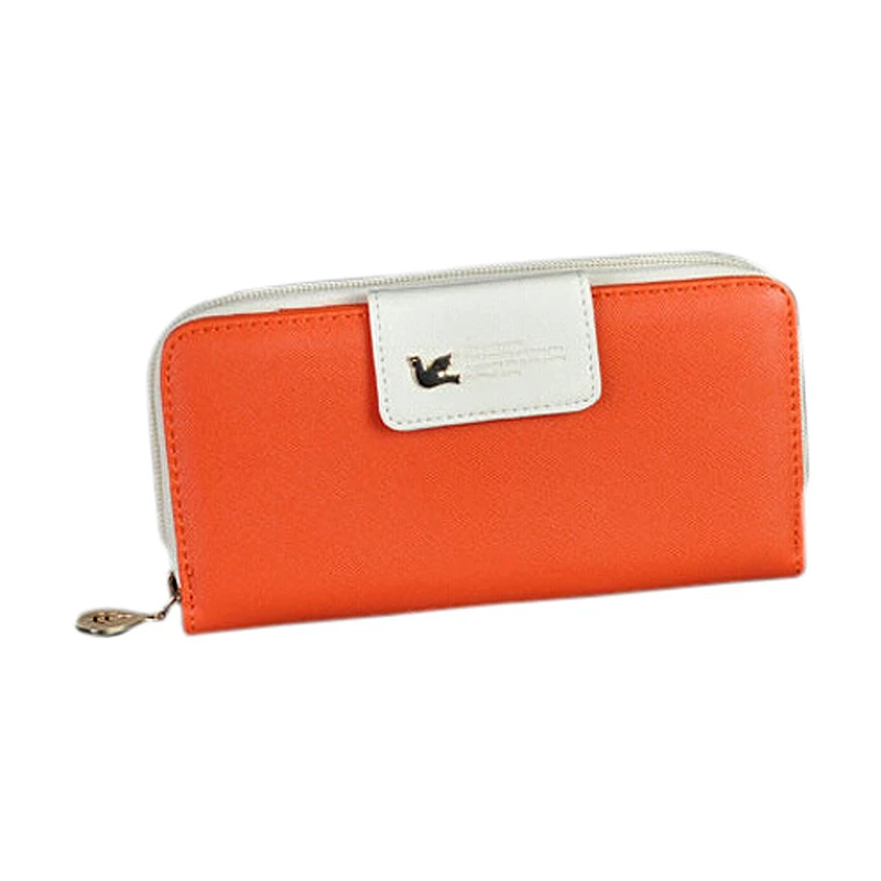 

New fashion style Women Wallet Hasp high Capacity Purse Clutch phone bag Orange + White