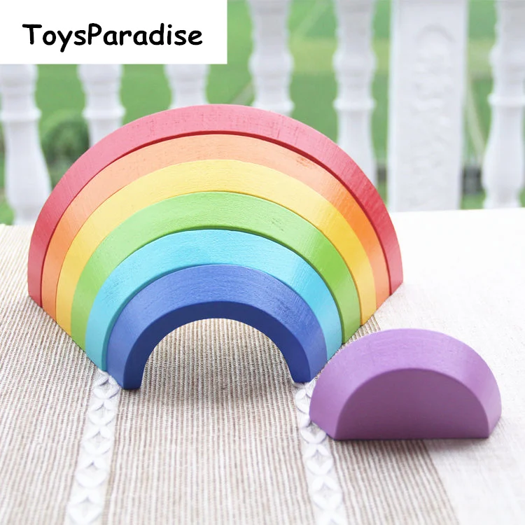 ToysParadise 7 шт. радужные блоки деревянные игрушки для детей креативные