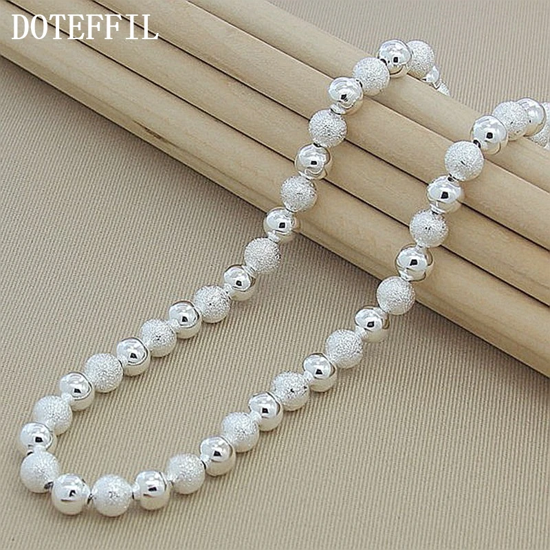 

925 Silver Color Jewelry Necklace 8M Bead Necklace Light Sand Fashion Jewelry Necklace Wholesale Price