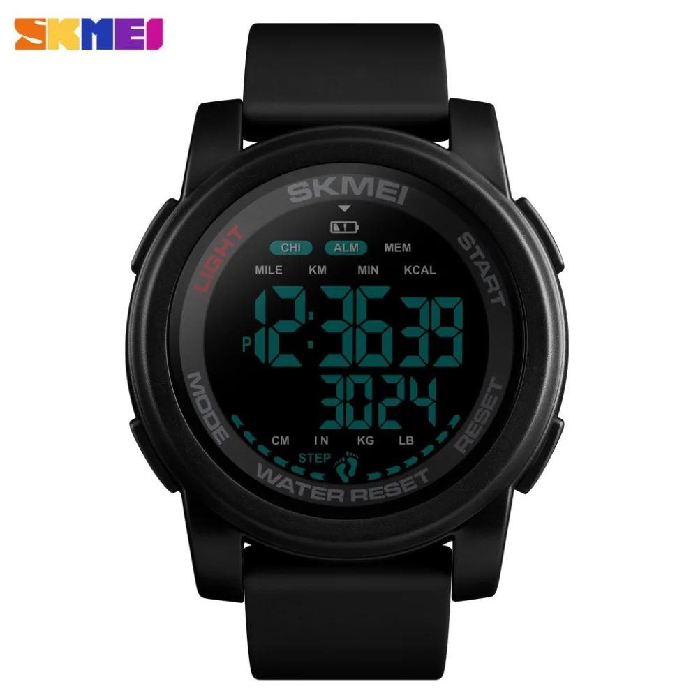 

SKMEI Simple Sport Watch Men Fashion Digital Waterproof Wristwatch Calorie Week Display Silicone Strap Digital Watch Relogio