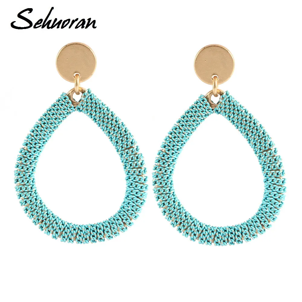 Image Sehuoran Bohemia Dangle Earrings For Women Accessories New Chain Handmade Earrings Ethnic Jewelry New Trendy