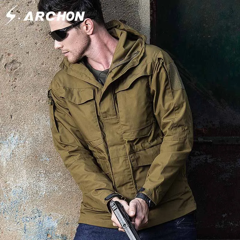 S.ARCHON M65 Autumn Winter Military Field Jackets Men Hooded Waterproof Windproof Tactical Pilot Ja