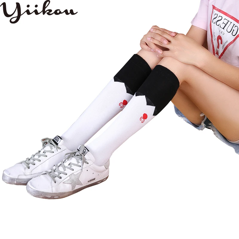 

Female autumn and winter stockings Women's knee long stockings girls fashion non-slip color matching diamond stockings