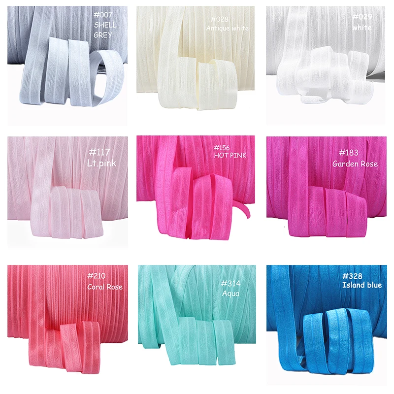 

Factory wholesale foe, 50 yards per lot solid color nylon fold over elastic ribbon roll, more than 100 colors for selecting